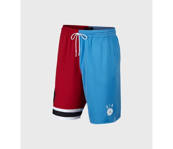 half blue half red jordan shorts