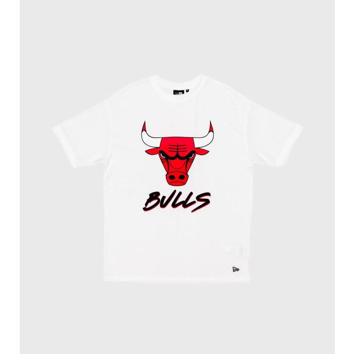 New Era Chicago Bulls NBA Script Mesh Short Sleeve T-Shirt White S Man