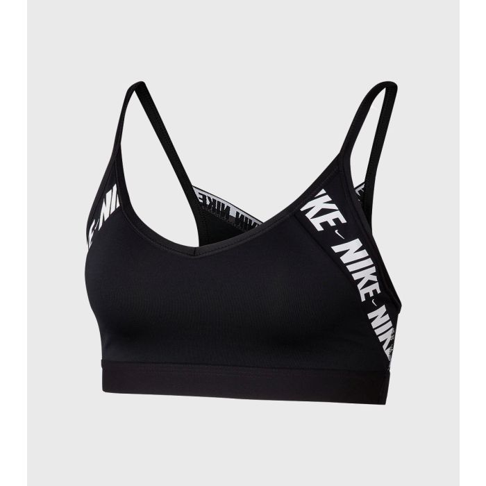 nike training indy logo bra in black